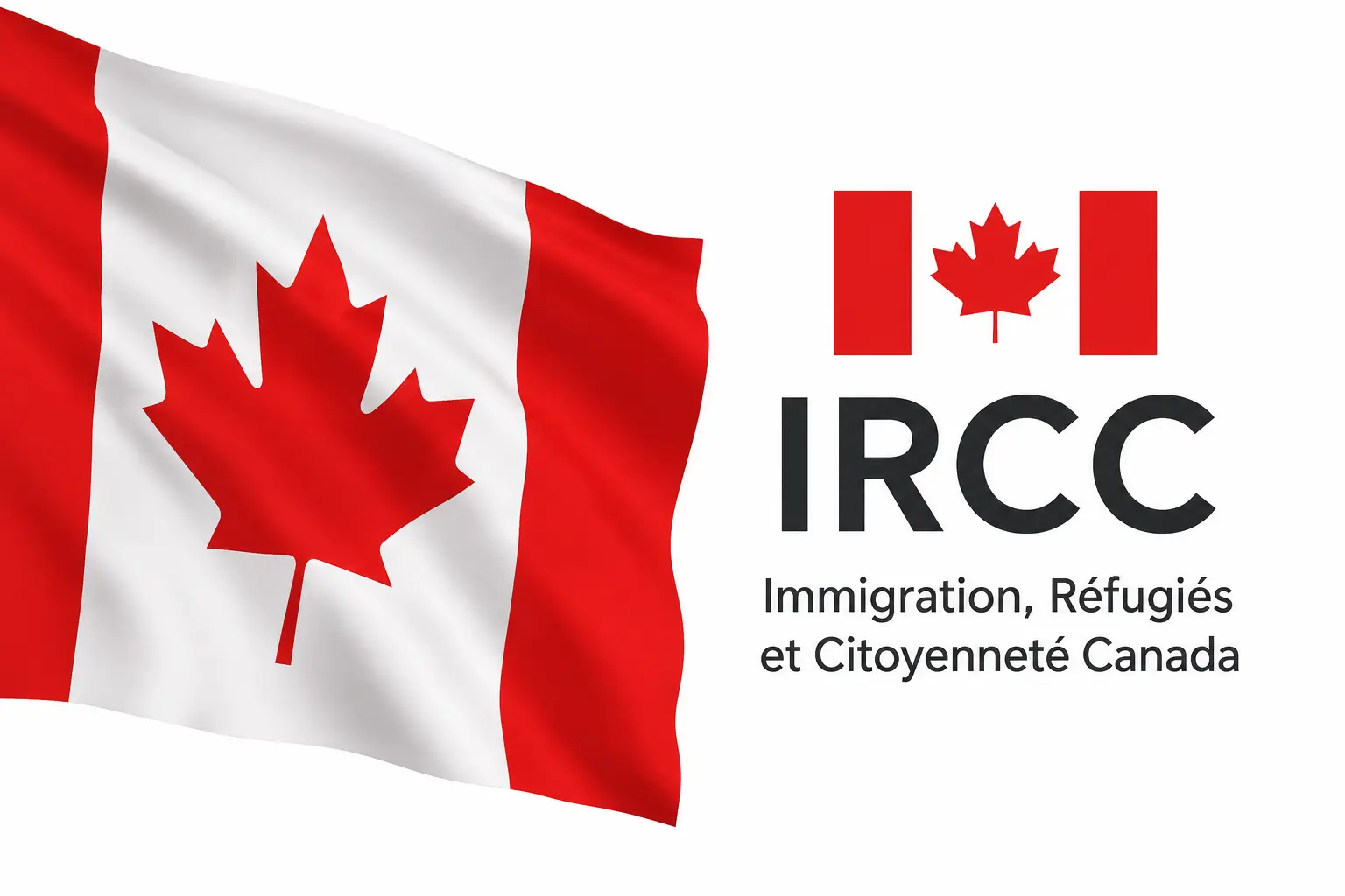 Drapeau du Canada et logo d’Immigration, Réfugiés et Citoyenneté Canada (IRCC)